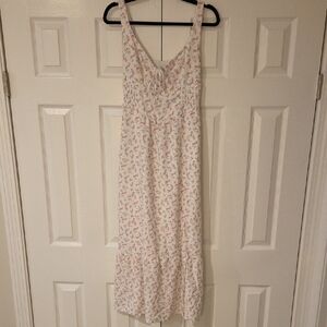 Hollister White and Pink Floral Maxi Dress